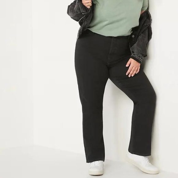 Old Navy Extra High-Waisted Button-Fly Kicker Boot-Cut Black Jeans for Women New - Picture 5 of 9
